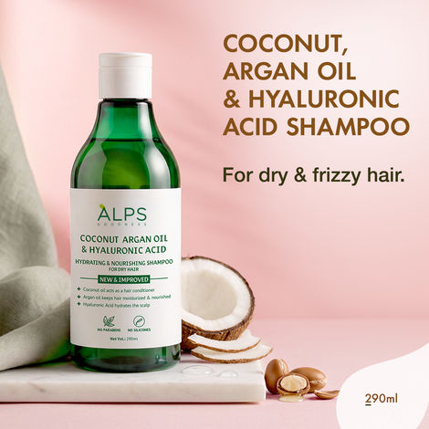 Buy Alps Goodness Coconut, Argan Oil & Hyaluronic Acid Hydrating & Nourishing Shampoo for Dry Hair & Frizzy Hair (290 ml)-Purplle