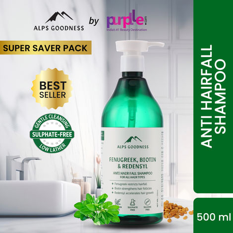 Buy Alps Goodness Fenugreek, Biotin & Redensyl Anti Hairfall Shampoo for All Hair Types (500 ml) | Sulphate Free, Silicone Free, Paraben Free | Gentle & Mild Cleansing Shampoo| Vegan | Hairfall Control Shampoo-Purplle