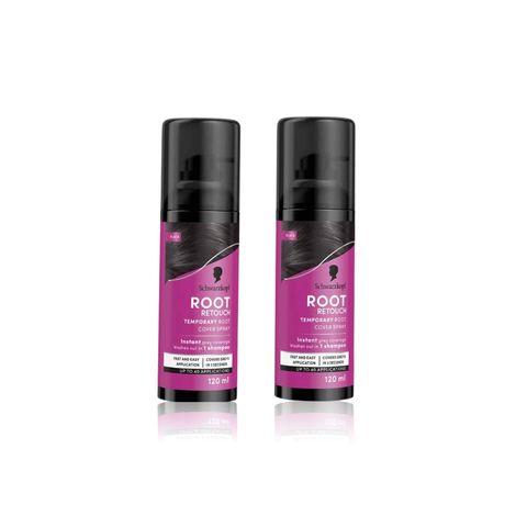 Buy Schwarzkopf Root Retouch Instant Grey Hair Concealer Spray Pack of 2- Sweat And Rain Resistant - Black(120 ml)-Purplle