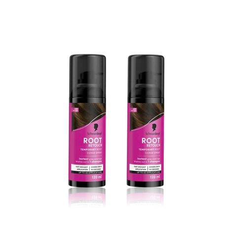 Buy Schwarzkopf Root Retouch Instant Grey Hair Concealer Spray Pack of 2- Sweat & Rain Resistant-Dark Brown (120 ml)-Purplle