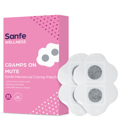 Buy Sanfe Wellness Menstrual Cramps Patch | Instant Pain Relief | Soothes Period Cramps, Back & Muscle Pain | Heat-Free & Drug-Free Solution | Discreet, Gentle & Long-Lasting Comfort | Easy to Use, Pack of 2-Purplle