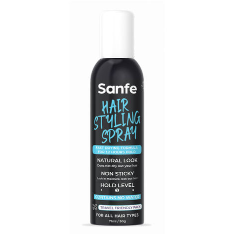 Buy Sanfe Hair Styling Spray | Fast Drying Formula, For 12 Hours Hold | Natural Look, Non-Sticky | Contains No Water, For all hair types | 71 ml-Purplle