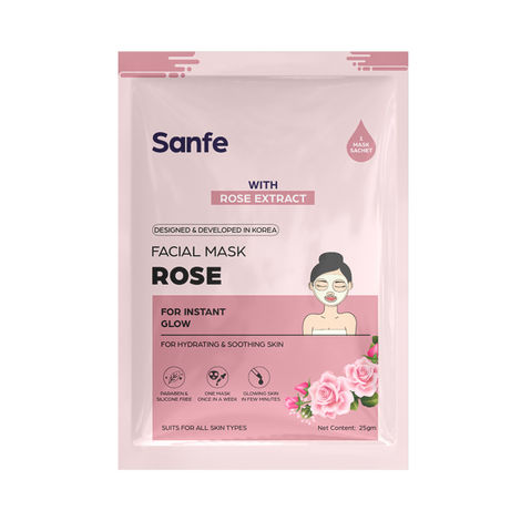 Buy Sanfe Instant Glow Rose Facial Mask | For hydrating &soothing skin | 100% fruit extracts, Korean Mask | 1 pc-Purplle