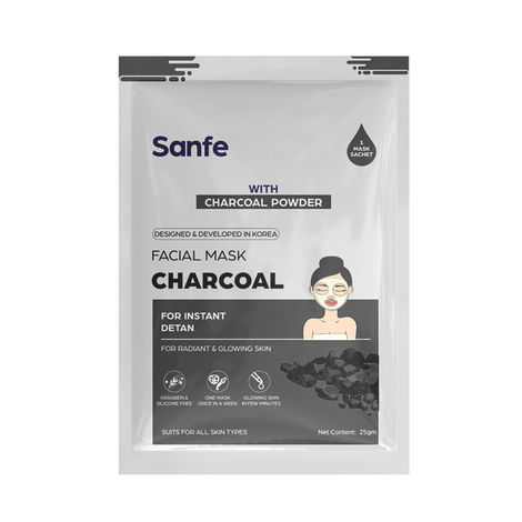 Buy Sanfe Instant Detan Charcoal Facial Mask | For radiant & glowin skin | 100% fruit extracts, Korean Mask | 1 pc-Purplle