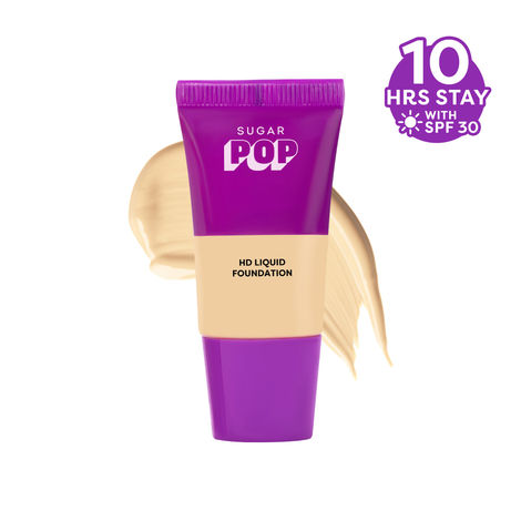 Buy SUGAR POP HD Liquid Foundation Tube with SPF 30 | Lasts upto 10hrs | Full Coverage | Water-Resistant | Matte Finish | 18 ml - 01 Hazelnut-Purplle