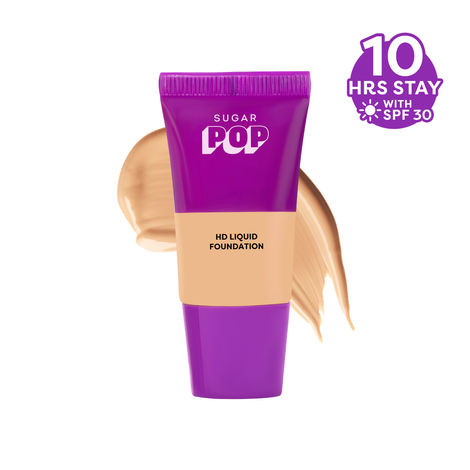 Buy SUGAR POP HD Liquid Foundation Tube with SPF 30 | Lasts upto 10hrs | Full Coverage | Water-Resistant | Matte Finish | 18 ml - 13 Raisin-Purplle