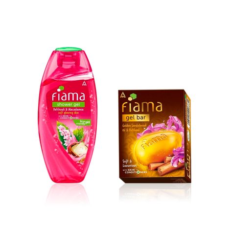 Buy Fiama Golden Glow Combo of 2(Sandalwood & Patchouli Bar + Patchouli & Macadamia Shower Gel)-Purplle