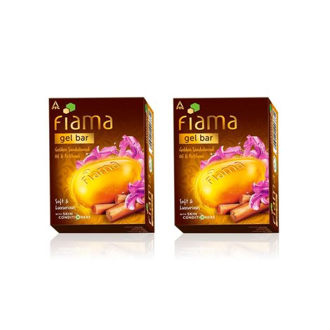 Buy Fiama Twin Gold Pack of 2 (Sandalwood Oil & Patchouli Gel Bathing Bar 375 gm*2)-Purplle