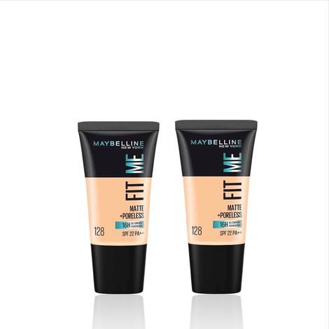 Buy Maybelline New York Fit Me Matte+Poreless Liquid Foundation Tube 128 Warm Nude 18 ml (Pack of 2)-Purplle