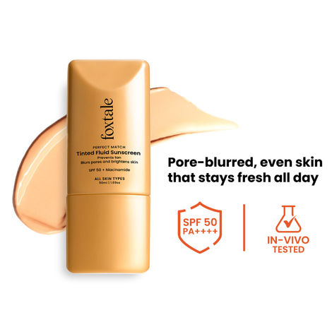Buy Foxtale Perfect Match Tinted Fluid Sunscreen (Sand) 50 ml-Purplle