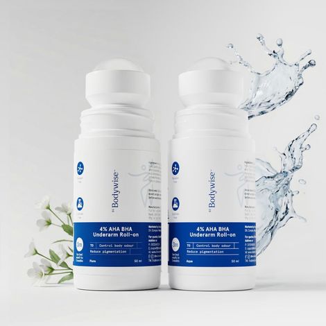 Buy Be Bodywise 4% Aha Bha Underarm Roll On | Controls Odour & Reduces Pigmentation | 0% Alcohol & 0% Aluminium | Flora & Aqua Fragrance (50 ml X 2)-Purplle