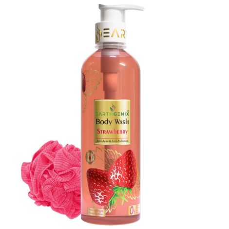 Buy Earthgenix Body Wash Strawberry with Free Loofah - 300 ml-Purplle