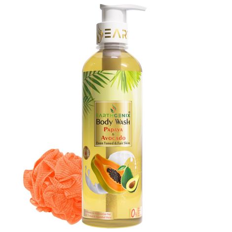 Buy Earthgenix Body Wash Papaya & Avocado with Free Loofah - 300 ml-Purplle