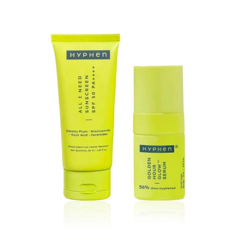 Buy Hyphen Glow & Shield Duo (All I Need Sunscreen 50 ml + Golden Hour Glow Face Serum 30 ml) combo of 2-Purplle