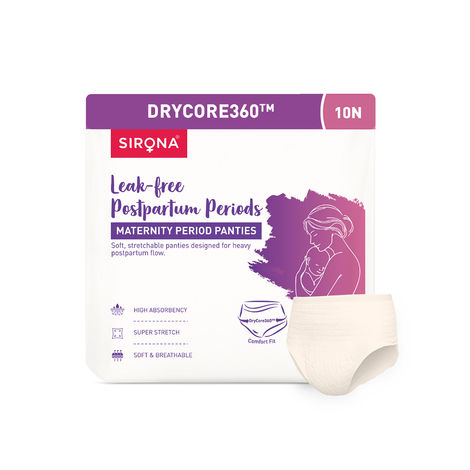 Buy Sirona Maternity Pants | Leak-free Postpartum Periods | Comfortable, Soft & Breathable | Size L-XL | Pack of 10-Purplle