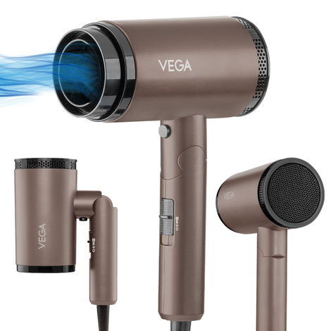Buy Vega Dry-Up 2000W Hair Dryer for Men & Women with 3 Heat & 1 Speed Setting & Cool Shot Button, Blow Dryer for Women, Foldable Hair Dryer with Over Heat Cut-out, Effortless Hair Style, Brown (VHDH-36) 1 pc-Purplle