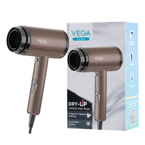 Buy Vega Dry-Up 2000 Watts Hair Dryer For Men & Women with 3 Heat & 1 Speed Setting & Cool Shot Button, Blow Dryer, Foldable Hair Dryer with Over Heat Cut-Out, Blow Dry Effortless Hair Style, (VHDH-36) - 1 pc | gift for women-Purplle