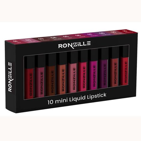 Buy Ronzille Liquid Mini Lipstick Set - Transfer-Proof, Smudge-Proof, Long Lasting Matte Lipstick Combo Set of 10 (Multicolor, 15 ml)-Purplle