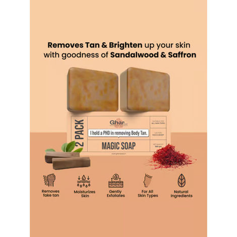 GharSoaps Sandal Wood And Saffron Soap For Glowing & Refreshing Skin (2 x  100 g)