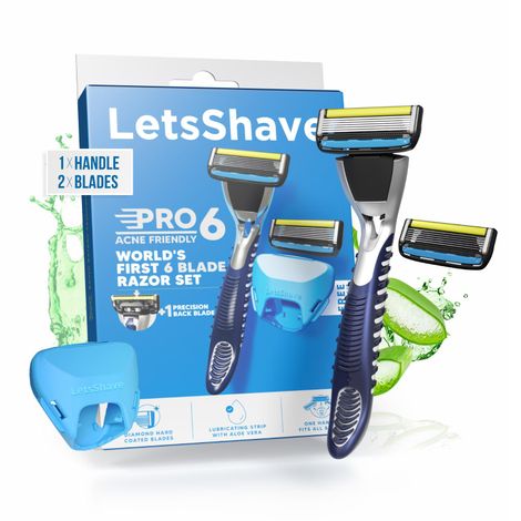 Buy LetsShave Pro 6 Acne-Friendly Razor for Men – Anti-Acne Shaving Kit with Beard Styling Back-Blade 1 pc-Purplle