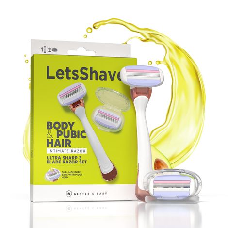 Buy LetsShave Body & Pubic Hair Razor– 3-Blade Intimate Razor with Pivot Head & Moisture Bar 1 pc-Purplle