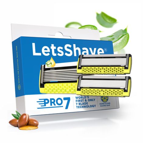 Buy LetsShave Pro 7 Razor Cartridges – World’s First & Only 7-Blade Razor with Honeycomb Guard bar | Pack of 2-Purplle