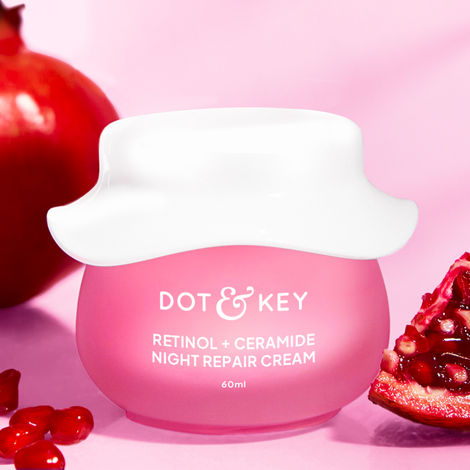 Buy Dot & Key Night Retinol + Ceramide Night Repair Cream | Hibiscus & Pomegranate Oil | Reduces Fine Lines & Wrinkles Lift Face Moisturizer With Hyaluronic Acid & Ceramides | 60ml-Purplle