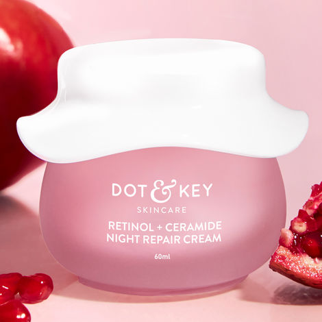 Buy Dot & Key Night Retinol + Ceramide Night Repair Cream | Hibiscus & Pomegranate Oil | Reduces Fine Lines & Wrinkles Lift Face Moisturizer With Hyaluronic Acid & Ceramides | 60ml-Purplle