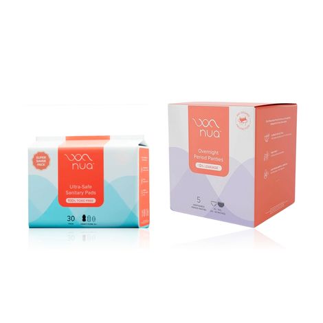 Buy Nua Heavy Flow Combo – Ultra Thin Sanitary Pads XL+ (30 Pads) + Overnight Period Panties (5 pcs) | 360° Leak-Proof Protection Combo of 2-Purplle