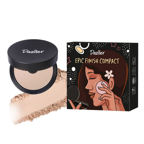 Buy Dazller Epic Finish Compact Powder |Natural Matte |Buildable Coverage |Oil Control With Vitamin E |For all Skin Types |Biscotti |12 gm-Purplle