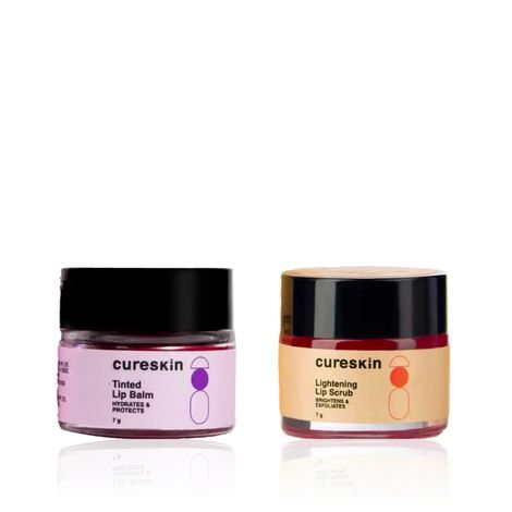 Buy Cureskin Lip Brightening Duo | Lightening Combo with Tinted Lip Balm & Exfoliating Scrub | Hydrates, Smoothens & Revives Dark Lips to a Healthy Natural Pink | For Men & Women | (7 gm) + (7 gm) Combo of 2-Purplle