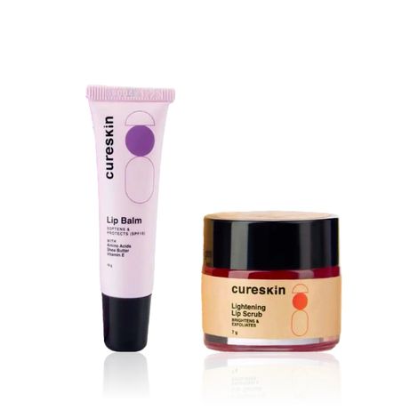 Buy Cureskin Lip Rejuvenation Duo | All-Day Care Combo with SPF 15 Lip Balm & Exfoliating Scrub | Amino Acids, Shea Butter & Beetroot |Exfoliates to Brighten, Deeply Hydrates, and Guards Against Sun Damage | Unisex | (10 gm) + (7 gm) Combo of 2-Purplle