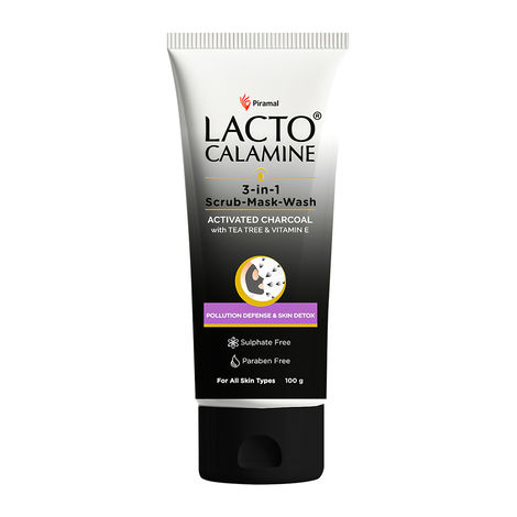 Buy Lacto Calamine 3-in-1 Charcoal Face Scrub-Mask-Wash for Skin Brightening Effect 100 ml-Purplle