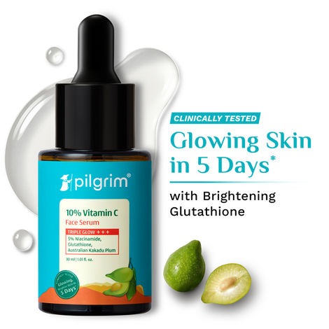 Buy Pilgrim 10% Vitamin C Serum for Triple Glow+++ Skin with 5% Niacinamide | Fades Dark Spots, Evens Skin Tone |For All Oily, Combination, Normal Skin | Anti Aging | Daily Radiance for Men & Women 30 ml-Purplle