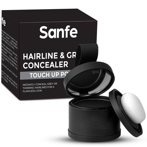 Buy Sanfe Touch up Powder with Mirror | Instantly Conceals Hair Loss & Grays | Enhance Hairline Precision | Water & Sweat Resistant | 48-Hour Stay | Stain-Proof | Hairline Powder for Women & Men | Compact & Portable! 4 gm-Purplle