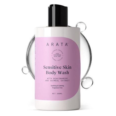 Buy Arata Sensitive Skin Body Wash with Niacinamide & Aloe Vera | Reduces Redness & Irritation | Smooth & Hydrated Skin | Body Wash for Women & Men | Paraben & Fragrance-Free | For All Skin Types | 300 ml-Purplle