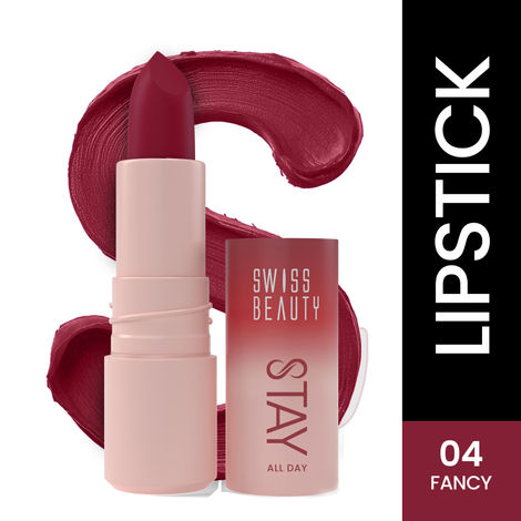 Buy Swiss Beauty Stay All Day Lipstick | 12H Stay | Transfer-Proof | Matte Finish - 4 gm, Fancy-Purplle