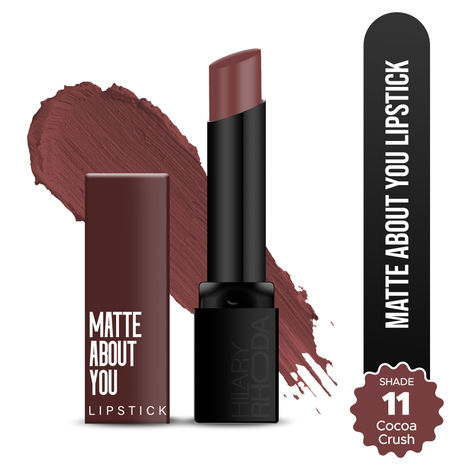 Buy Hilary Rhoda Matte About You Lipstick | Long Lasting & Highly Pigmented Lipstick | Glides Smoothly | Matte Finish | One Stroke Application | Cruelty-Free & Vegan - 3 gm (Cocoa Crush - Shade 11)-Purplle
