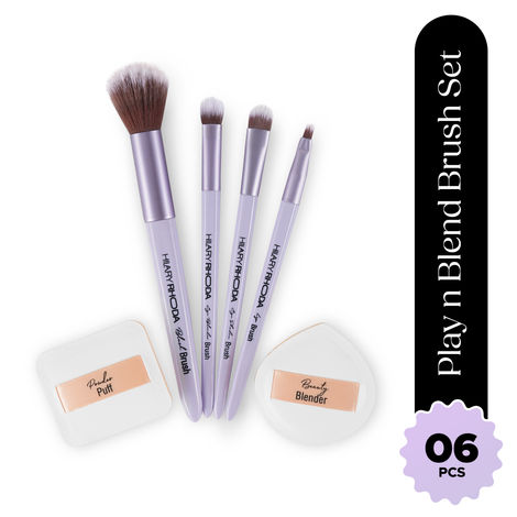 Buy Hilary Rhoda Play n Blend Brush Set | Easy Blending For Cream, Liquid & Powder Formulation | Soft & Smart Bristles | 2 Eyeshadow Brushes | Blush & Lip Brush, Pack of 6-Purplle