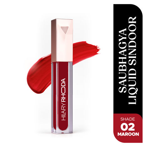 Buy Hilary Rhoda Saubhagya Liquid Sindoor | Quick Drying & Long Lasting | Matte Finish & WaterProof | Smudge-Proof & Crease-Proof | Maroon Liquid Sindoor - 5 ml (Maroon - Shade 02)-Purplle