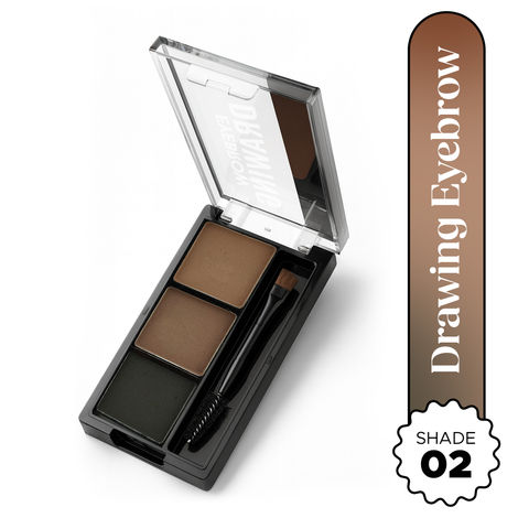Buy Hilary Rhoda Drawing Eyebrow Palette | Highly Blendable & Superfine Particles | 3 Natural Shades & Comes with a Spoolie | Long Lasting & Waterproof - 7.2 gm (Shade - 02)-Purplle