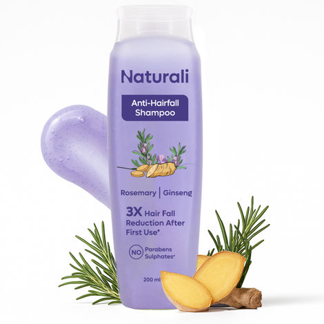 Buy Naturali Anti-Hairfall Shampoo with Rosemary Oil & Ginseng Extract | Reduces Hairfall&nbsp; | Sulphate & Paraben free Shampoo | 200 ml-Purplle