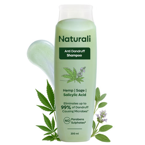 Buy Naturali Anti-Dandruff Shampoo with Superfood Hemp Oil & Sage Extract | Up to 99% DANDRUFF RELIEF | Paraben & Sulphate Free Shampoo | 200 ml-Purplle