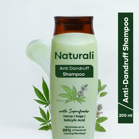 Buy Naturali Anti-Dandruff Shampoo with Superfood Hemp Oil & Sage Extract | Up to 99% DANDRUFF RELIEF | Paraben & Sulphate Free Shampoo | 200 ml-Purplle