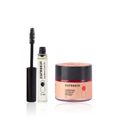 Buy Cureskin Eye & Lip Enhancement Duo | Nourishes and Strengthens Lashes/Brows with Growth Serum, and Exfoliates & Brightens Dark Lips with Beetroot Scrub | Daily Definition Kit (7 ml + 7 gm) Combo of 2-Purplle