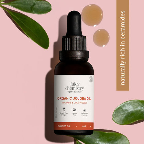 Buy Juicy Chemistry Organic Jojoba Oil, 30 ml | 100% Pure, Cold-Pressed & Certified Organic | Balances Sebum | Controls Acne | Deeply Moisturises Skin & Hair-Purplle