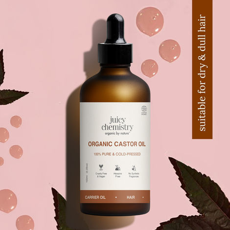 Buy Juicy Chemistry Organic Castor Oil, 100 ml | 100% Pure, Cold-Pressed & Certified Organic | Promotes Hair Growth | Strengthens Lashes & Brows | Deeply Moisturises Skin-Purplle