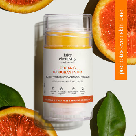 Buy Juicy Chemistry Organic Deodorant Stick Fortified with Blood Orange & Geranium, 40 gm | Long-Lasting Odour Protection | Underarm Brightening | Aluminium Free-Purplle
