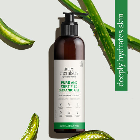 Buy Juicy Chemistry Pure & Certified Organic Aloe Vera Gel, 200 ml | Hydrating & Soothing Gel for Face, Body & Hair | Lightweight | Non-Sticky | Multipurpose| For Men & Women-Purplle