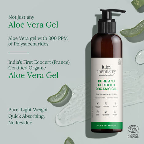 Juicy Chemistry Pure and Certified Organic Gel Fortified with Aloe Vera,  200 ml